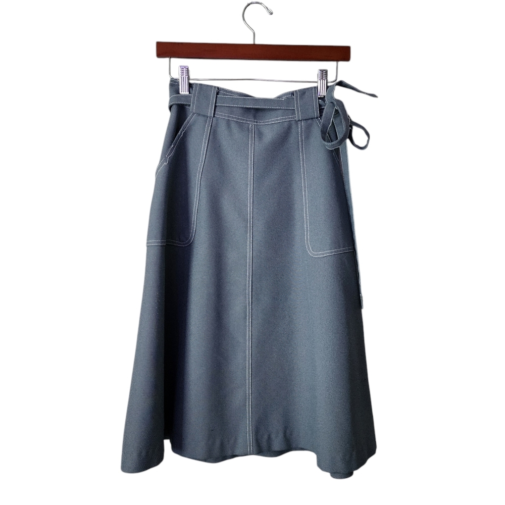 BOBBIE BROOKS x VINTAGE 50's wrap‎ skirt pocket skirt tie waist blue white